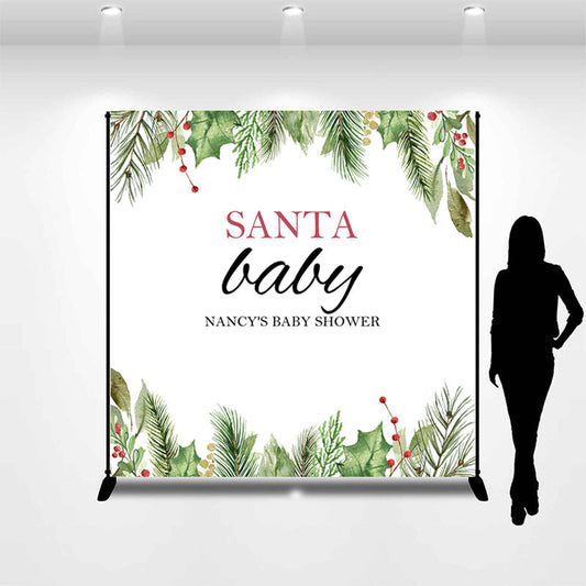 Lofaris Leaves Santa Boho Custom Christmas Baby Shower Backdrop