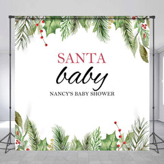 Lofaris Leaves Santa Boho Custom Christmas Baby Shower Backdrop