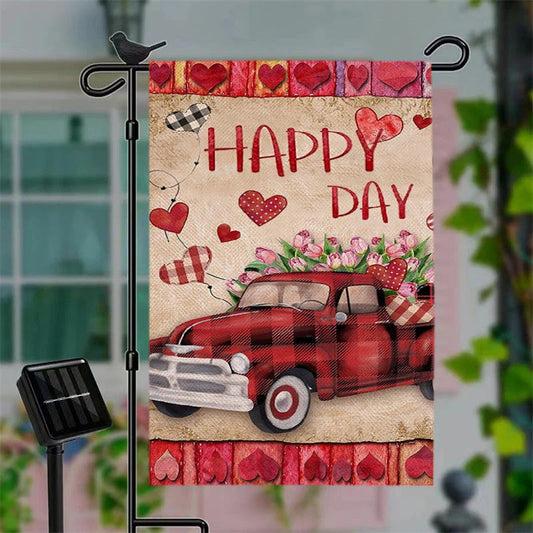 Lofaris Floral Truck Heart Mothers Valentines Day Yard Flag