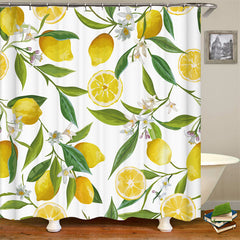Lofaris Lemon Floral Boho Spring Shower Curtain For Bathtub