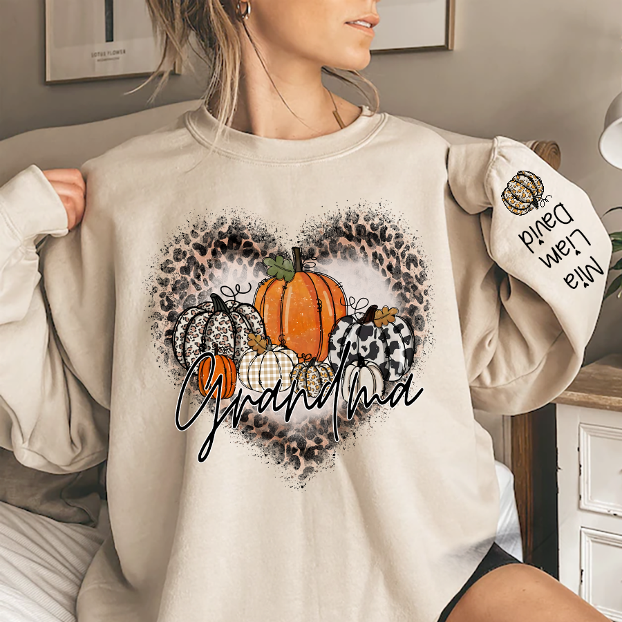 Lofaris Leopard Heart Shaped Pumpkin Fall Custom Sweatshirt