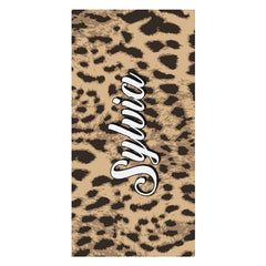 Lofaris Leopard Personalized Name Beach Towel Gifts for Women