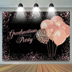 Lofaris Leopard Pink Glitter Balloon Graduation Backdrop