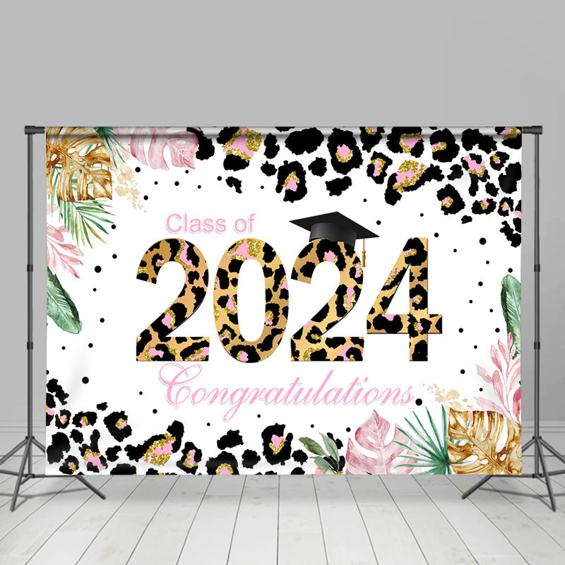 Lofaris Leopard Print Floral 2024 Congratulation Grad Backdrop