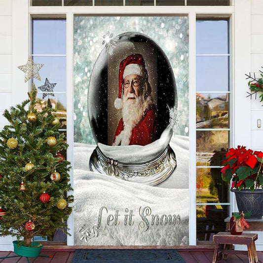 Lofaris Let It Snow Crystal Santa Claus Christmas Door Cover
