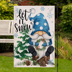 Lofaris Let It Snow Snowflake Gnome Christmas Garden Flag