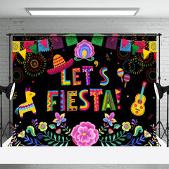 Lofaris Lets Fiesta Colorful Guitar Mexican Backdrop