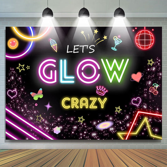 Lofaris Lets Glow Crazy Music Neon Dance Party Backdrop