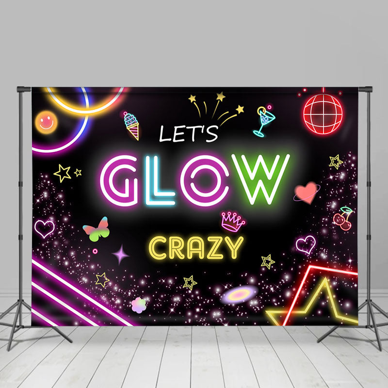 Lofaris Lets Glow Crazy Music Neon Dance Party Backdrop