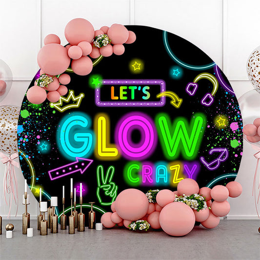 Lofaris Lets Glow Crazy Neon Graffiti Round Party Backdrop