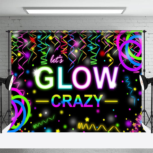 Lofaris Lets Glow Crazy Neon Ribbons Black Dance Backdrop