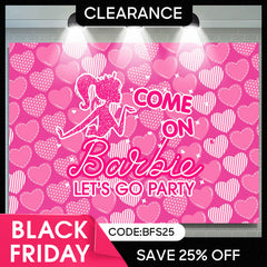 Lofaris (Ship In 24HR) Come On Pink Hearts Girls Birthday Party Backdrop