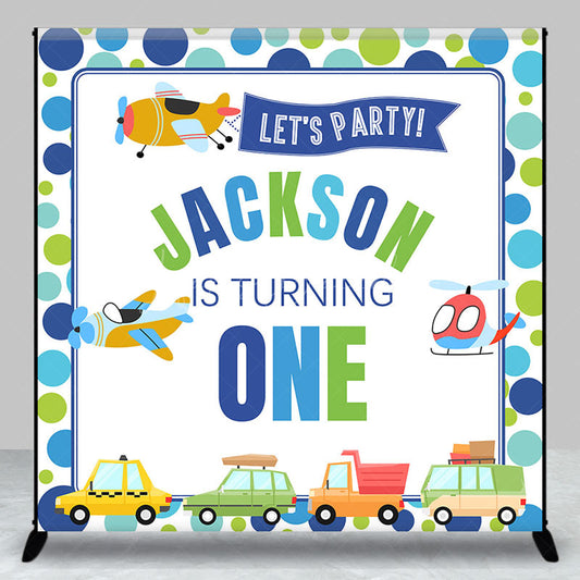 Lofaris Lets Party Plane Custom Name 1st Birthday Backdrop