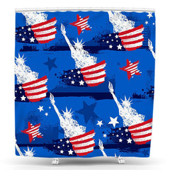 Lofaris Liberty Usa Flag Blue Crayon Draw Shower Curtain