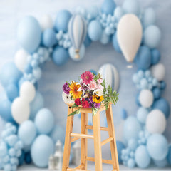 Lofaris Light Blue Arch Balloon Birthday Cake Smash Backdrop