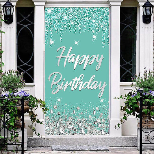Lofaris Light Blue Glitter Diamonds Birthday Door Cover