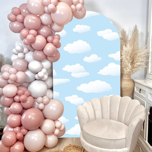 Lofaris Light Blue Sky Clouds Arch Backdrop For Baby Shower