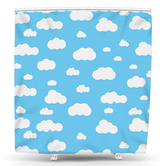 Lofaris Light Blue Sky Cute Clouds Bathroom Shower Curtain