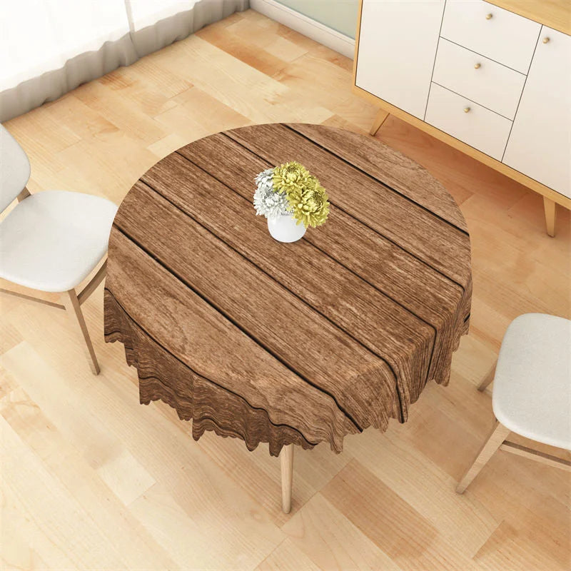 Lofaris Light Brown Fashion Wooden Round Tablecloth