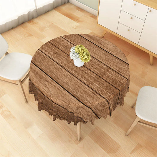 Lofaris Light Brown Fashion Wooden Round Tablecloth