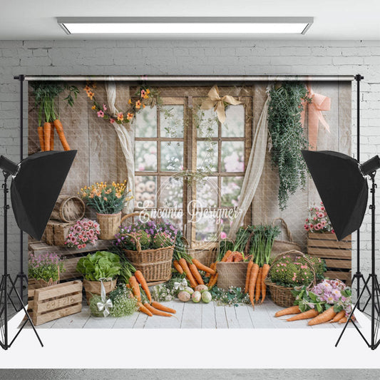 Lofaris Light Brown Spring Carrots Window Easter Backdrop