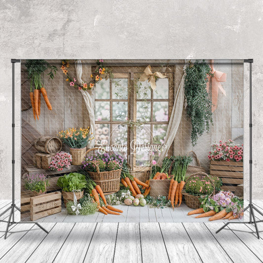 Lofaris Light Brown Spring Carrots Window Easter Backdrop