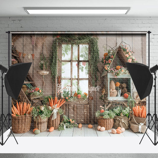 Lofaris Light Brown Wooden Wall Spring Easter Photo Backdrop