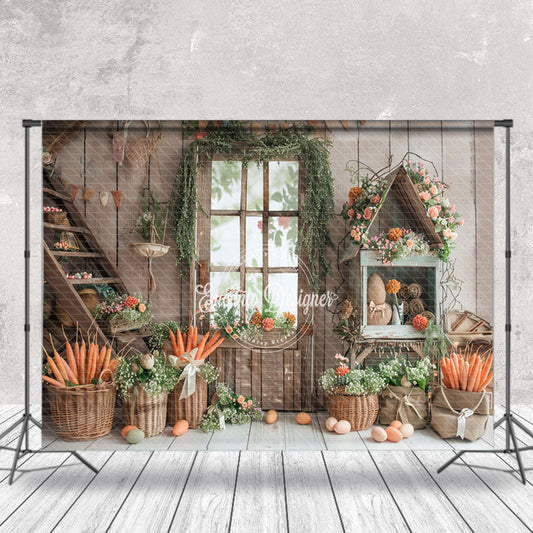 Lofaris Light Brown Wooden Wall Spring Easter Photo Backdrop