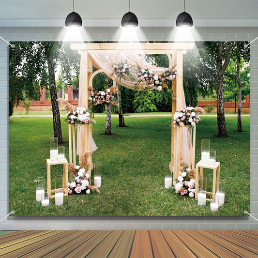 Lofaris Light Color Gauze Curtain Grassland Wedding Backdrop