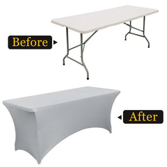 Lofaris Light Grey Fitted Spandex Rectangle Banquet Table Cover