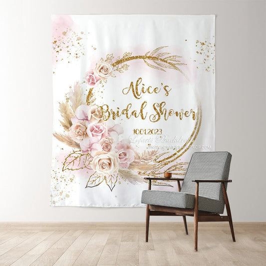 Lofaris Light Pink Floral Glitter Adorable Wedding Backdrop