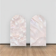 Lofaris Light Pink Floral Marble Double Sided Arch Backdrop