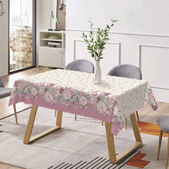 Lofaris Light Purple Floral Rectangle Tablecloth For Kitchen