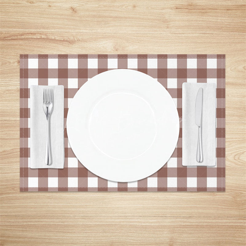 Lofaris Light Red White Checkered Modern Set Of 4 Placemats