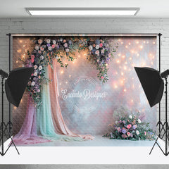 Lofaris Light Strings Floral Curtain Abstract Wall Backdrop