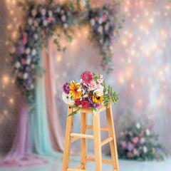 Lofaris Light Strings Floral Curtain Abstract Wall Backdrop