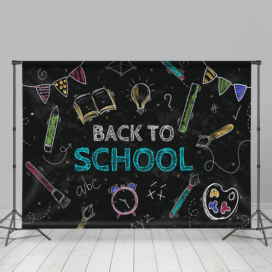 Lofaris Line Drawing Book Blackboard Back To School Backdrop