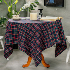 Lofaris Lines Navy Plaid Checked Household Table Overlay