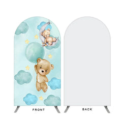 Lofaris Little Bear Theme Cyan Blue Double Sided Arch Backdrop