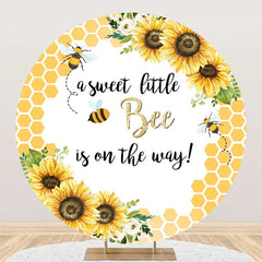 Lofaris Little Bee Honeycomb Floral Round Baby Shower Backdrop