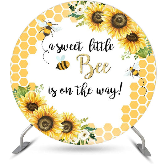Lofaris Little Bee Honeycomb Floral Round Baby Shower Backdrop