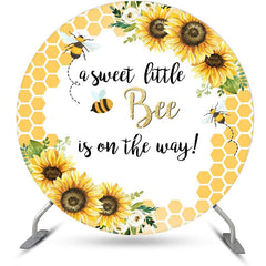Lofaris Little Bee Honeycomb Floral Round Baby Shower Backdrop