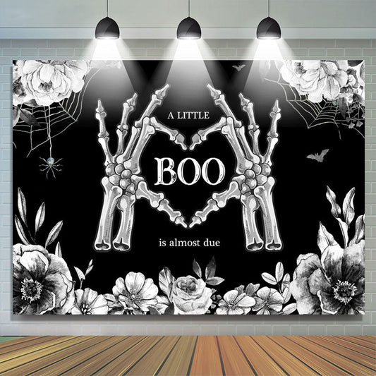 Lofaris Little Boo Bones Floral Halloween Baby Shower Backdrop