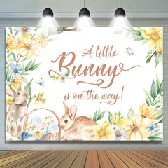 Lofaris Little Bunny On The Way Floral Baby Shower Backdrop