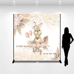 Lofaris Little Bunny Pink Floral Custom Baby Shower Backdrop