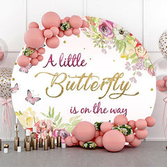 Lofaris Little Butterfly Floral Round Baby Shower Backdrop