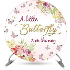 Lofaris Little Butterfly Floral Round Baby Shower Backdrop