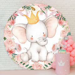 Lofaris Little Elephant Pink Floral Birthday Backdrop For Girls