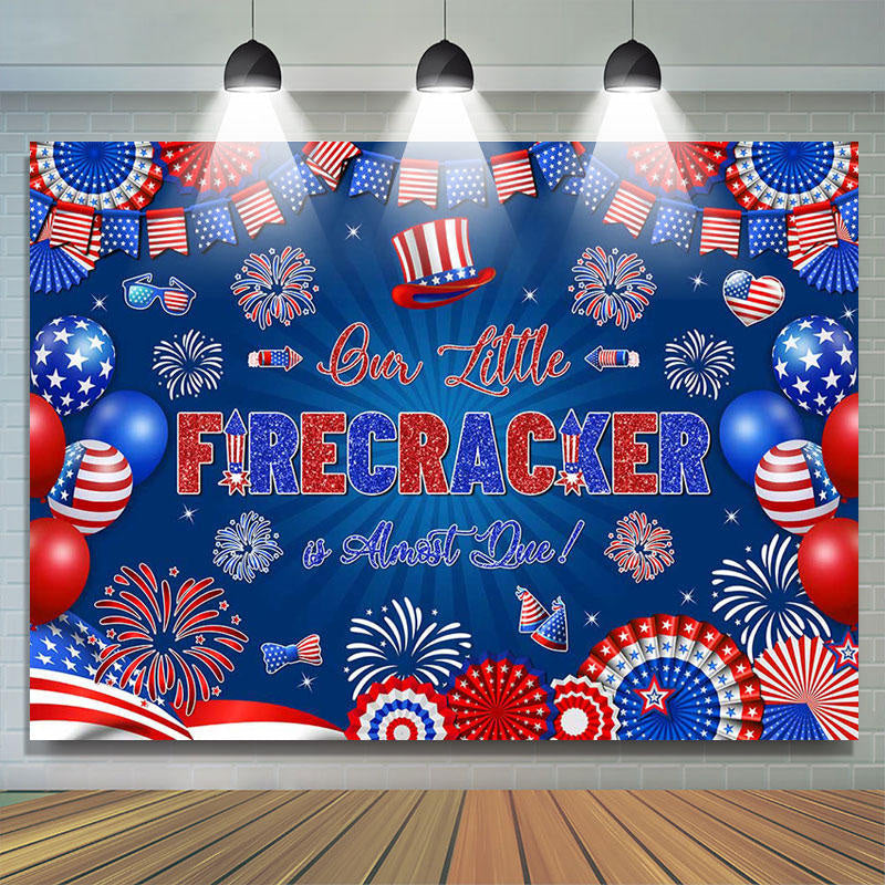 Lofaris Little Firecracker USA Flag Baby Shower Backdrop