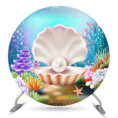 Lofaris Little Mermaid Pearl Shell Under Sea Round Backdrop Kit